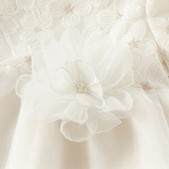 Dave&Bella Toddler Girls Autumn Beige Organza Mesh Princess Wide-skirted Dress