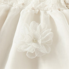 Dave&Bella Toddler Girls Autumn Beige Organza Mesh Princess Wide-skirted Dress