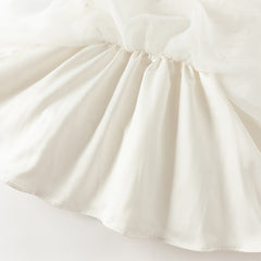 Dave&Bella Toddler Girls Autumn Beige Organza Mesh Princess Wide-skirted Dress