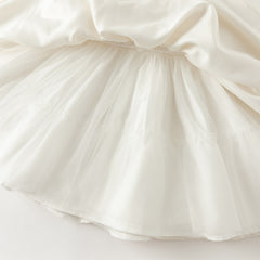 Dave&Bella Toddler Girls Autumn Beige Organza Mesh Princess Wide-skirted Dress