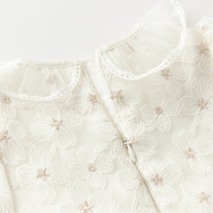 Dave&Bella Toddler Girls Autumn Beige Organza Mesh Princess Wide-skirted Dress