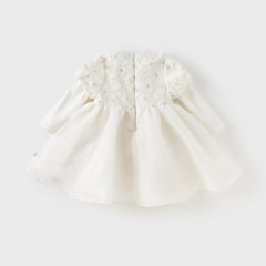 Dave&Bella Toddler Girls Autumn Beige Organza Mesh Princess Wide-skirted Dress