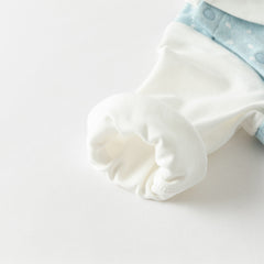 Dave&Bella Newborn Boys Autumn Light Blue Indoor Cozy Baby One-Pieces Romper