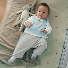 Dave&Bella Newborn Boys Autumn Light Blue Indoor Cozy Baby One-Pieces Romper