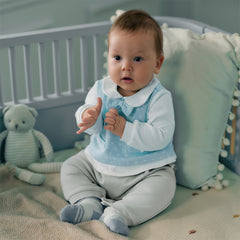 Dave&Bella Newborn Boys Autumn Light Blue Indoor Cozy Baby One-Pieces Romper