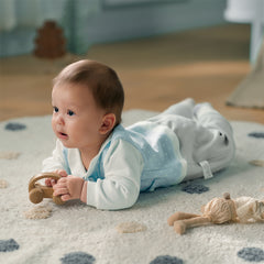 Dave&Bella Newborn Boys Autumn Light Blue Indoor Cozy Baby One-Pieces Romper