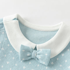 Dave&Bella Newborn Boys Autumn Light Blue Indoor Cozy Baby One-Pieces Romper