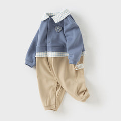 Dave&Bella Baby Boys Autumn Dark Blue Formal One- Pieces Romper