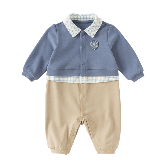 Dave&Bella Baby Boys Autumn Dark Blue Formal One- Pieces Romper