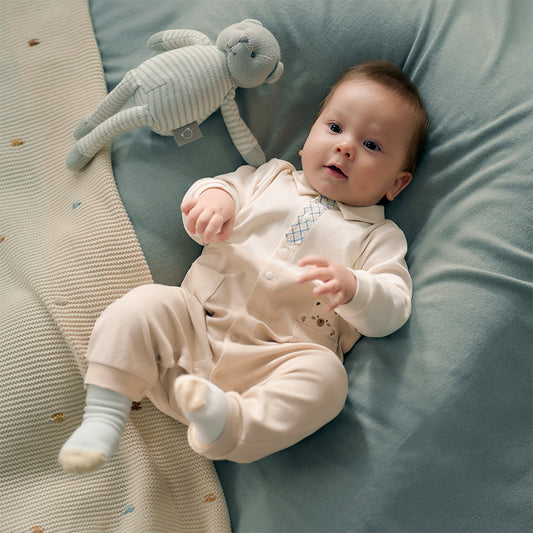 Dave&Bella Baby Boys Autumn Cotton Light Khaki Indoor Romper