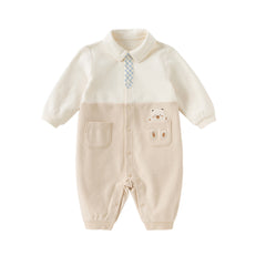 Dave&Bella Baby Boys Autumn Cotton Light Khaki Indoor Romper