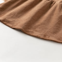 Dave&Bella Toddler Girls Autumn Brown Casual Fake two-piece Patchwork Princess Dress