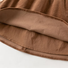 Dave&Bella Toddler Girls Autumn Brown Casual Fake two-piece Patchwork Princess Dress