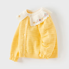 Dave&Bella Toddler Girls Autumn Vivid Yellow Cotton Cardigans Coats