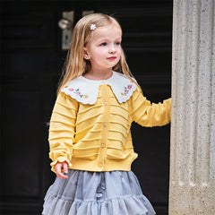 Dave&Bella Toddler Girls Autumn Vivid Yellow Cotton Cardigans Coats