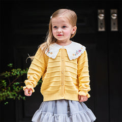 Dave&Bella Toddler Girls Autumn Vivid Yellow Cotton Cardigans Coats