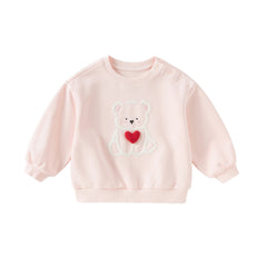 Dave&Bella Toddler Girls Autumn Adorable Pink Cotton Bear Print Sweatshirts Tops