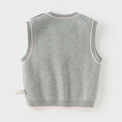 Dave&Bella Girls Autumn Cute Grey Sleeveless Bear Print Vest Tank Top