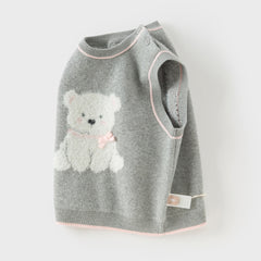 Dave&Bella Girls Autumn Cute Grey Sleeveless Bear Print Vest Tank Top