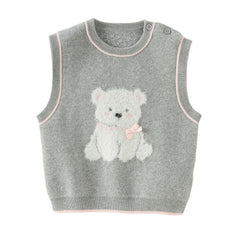 Dave&Bella Girls Autumn Cute Grey Sleeveless Bear Print Vest Tank Top