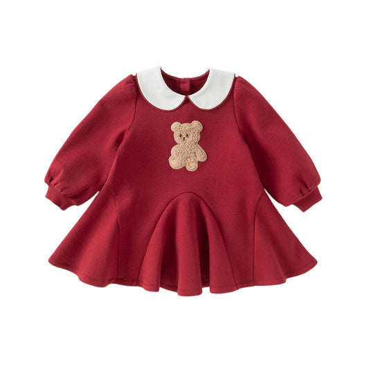 Dave&Bella Toddler Girls Red Cute Bear A-line Princess Dress