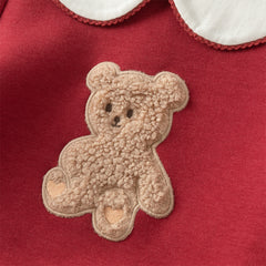 Dave&Bella Toddler Girls Autumn Red Cute Bear A-line Dress