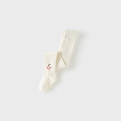 Dave&Bella Girls Autumn Beige/Grey Cherry Print Footed Tights Leggings