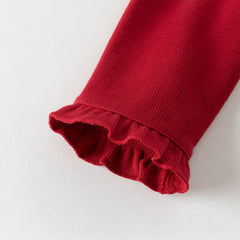 Dave&Bella Toddler Girls Autumn Red Versatile A-line Princess Dress