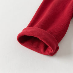 Dave&Bella Toddler Girls Autumn Red Versatile A-line Princess Dress