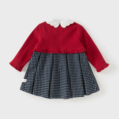 Dave&Bella Toddler Girls Autumn Red Versatile A-line Princess Dress
