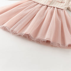 Dave&Bella Girls Autumn Sweet Pink Plaid Mesh Princess Dress