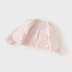 Dave&Bella Kids Girls Autumn Elegant Pink Cardigan Pinafore Mesh Dress Two Pieces Set