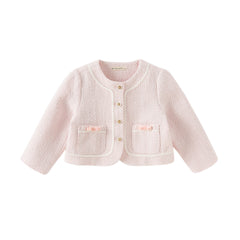 Dave&Bella Kids Girls Autumn Elegant Pink Cardigan Pinafore Mesh Dress Two Pieces Set