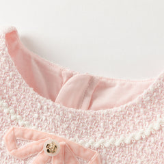 Dave&Bella Kids Girls Autumn Elegant Pink Cardigan Pinafore Mesh Dress Two Pieces Set