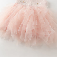 Dave&Bella Kids Girls Autumn Elegant Pink Cardigan Pinafore Mesh Dress Two Pieces Set