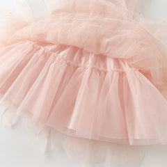 Dave&Bella Kids Girls Autumn Elegant Pink Cardigan Pinafore Mesh Dress Two Pieces Set