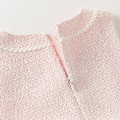 Dave&Bella Kids Girls Autumn Elegant Pink Cardigan Pinafore Mesh Dress Two Pieces Set