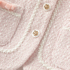 Dave&Bella Kids Girls Autumn Elegant Pink Cardigan Pinafore Mesh Dress Two Pieces Set