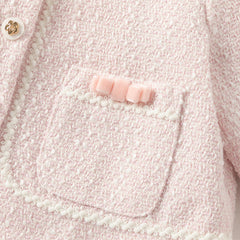 Dave&Bella Kids Girls Autumn Elegant Pink Cardigan Pinafore Mesh Dress Two Pieces Set