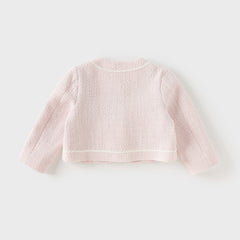 Dave&Bella Kids Girls Autumn Elegant Pink Cardigan Pinafore Mesh Dress Two Pieces Set