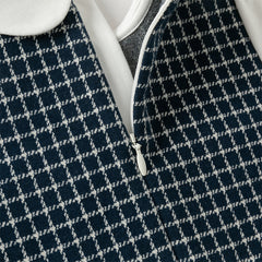 Dave&Bella Girls Autumn Navy Blue Plaid Sweet Fake Two-Piece Dress