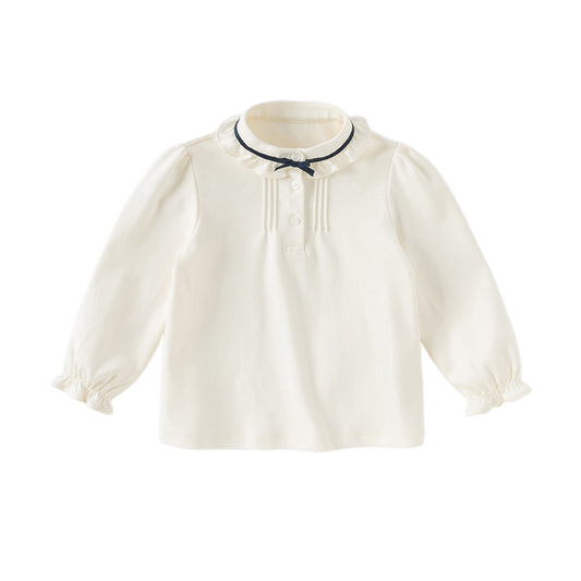 Dave&Bella Toddler Girls Autumn Sweet Cotton White Shirt Top