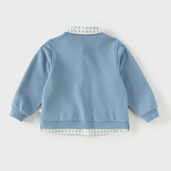 Dave&Bella Boys Autumn Blue Polo Collar Sweatshirts Tops