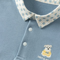 Dave&Bella Boys Autumn Blue Polo Collar Sweatshirts Tops