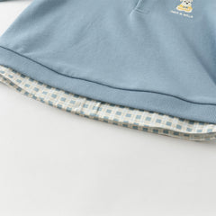 Dave&Bella Boys Autumn Blue Polo Collar Sweatshirts Tops