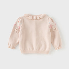 Dave&Bella Girls Autumn Cotton Sweet Pink Floral Print Sweater Cardigan Coat