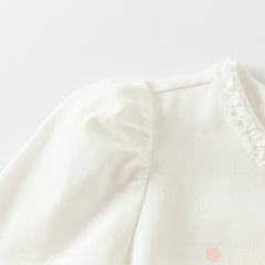 Dave&Bella Girls Autumn White Cotton Casual Rabbit Print T-shirt Top