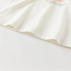 Dave&Bella Girls Autumn White Cotton Casual Rabbit Print T-shirt Top