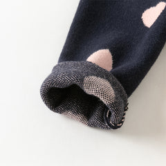 Dave&Bella Toddler Girls Autumn Navy Blue Delicate Fake Two Piece Sweater Mesh Dress