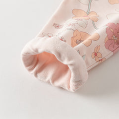 Dave&Bella Girls Autumn Cotton Outdoor Sweet Floral Print Hooded Coat Pants Set